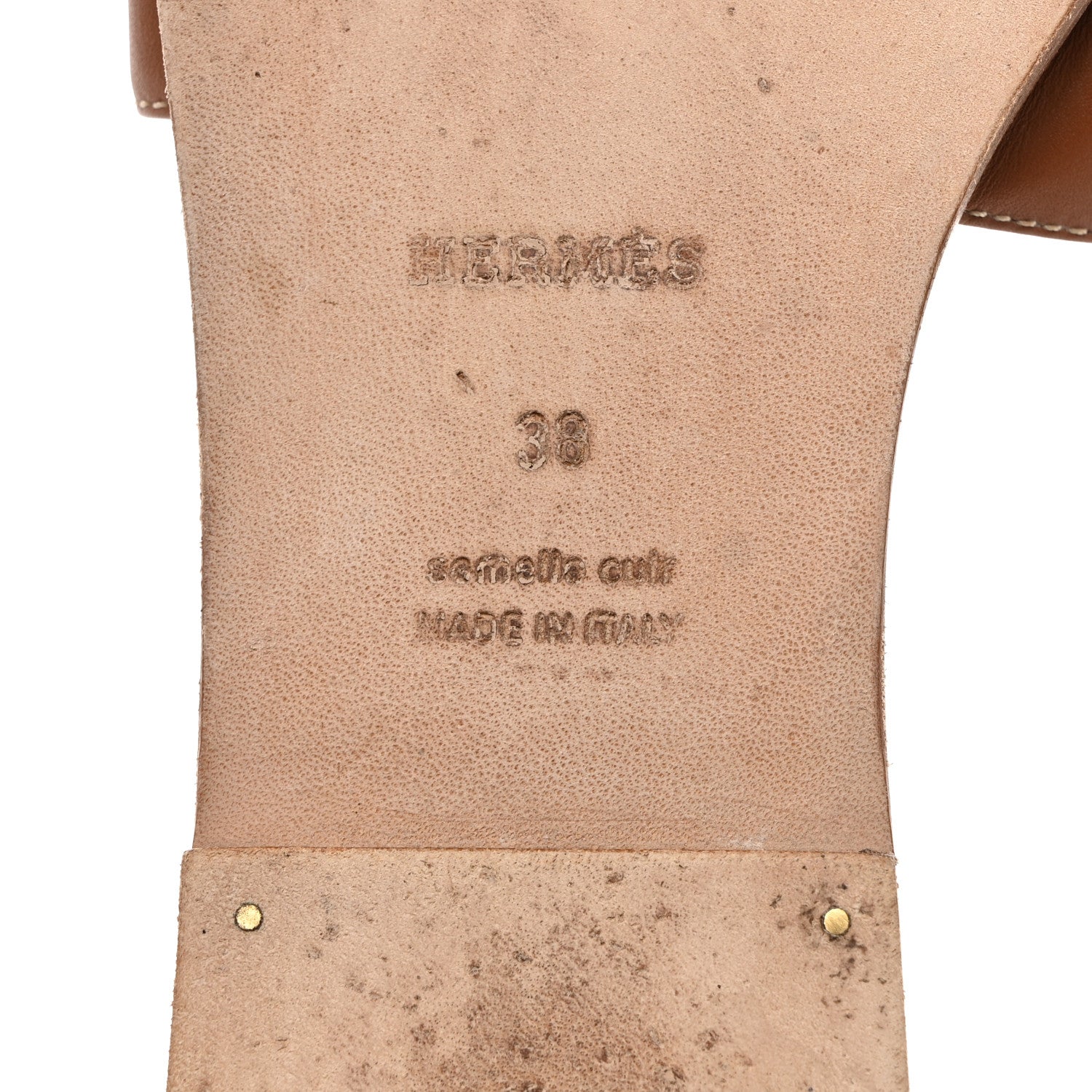 Hermes Box Calfskin Oran Sandals 38 Gold 8 of 10