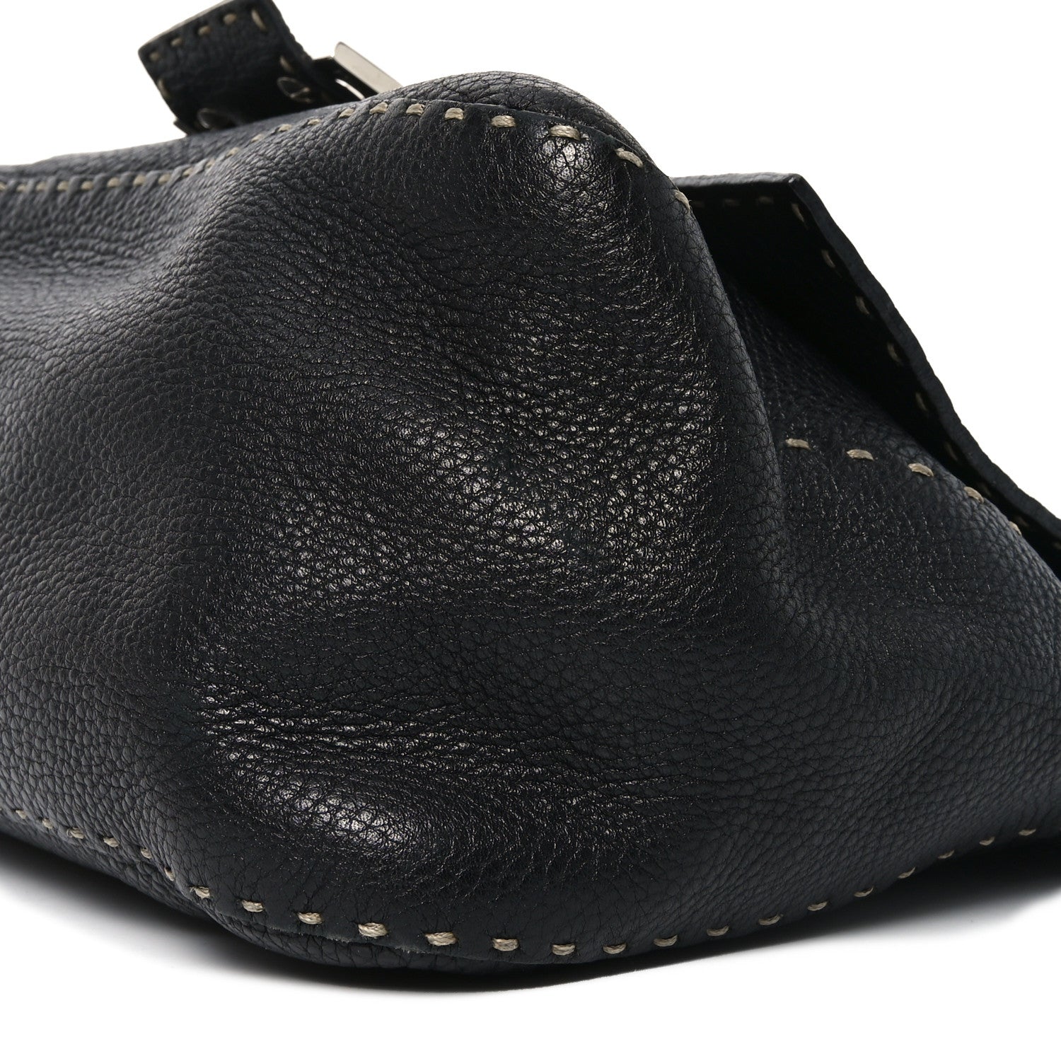 Fendi Calfskin Romano Selleria Forever Mama Baguette Black 9 of 10