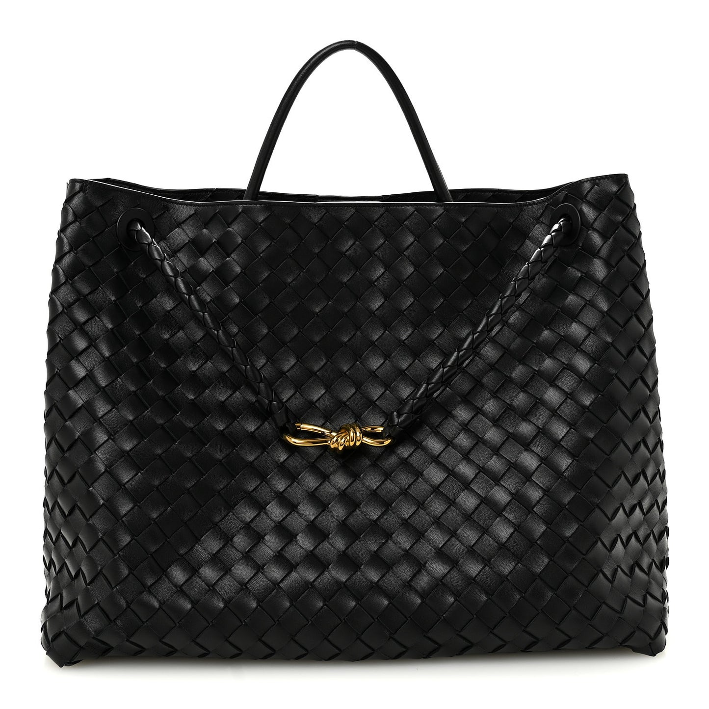 Nappa Intrecciato Large Andiamo Shoulder Bag Black
