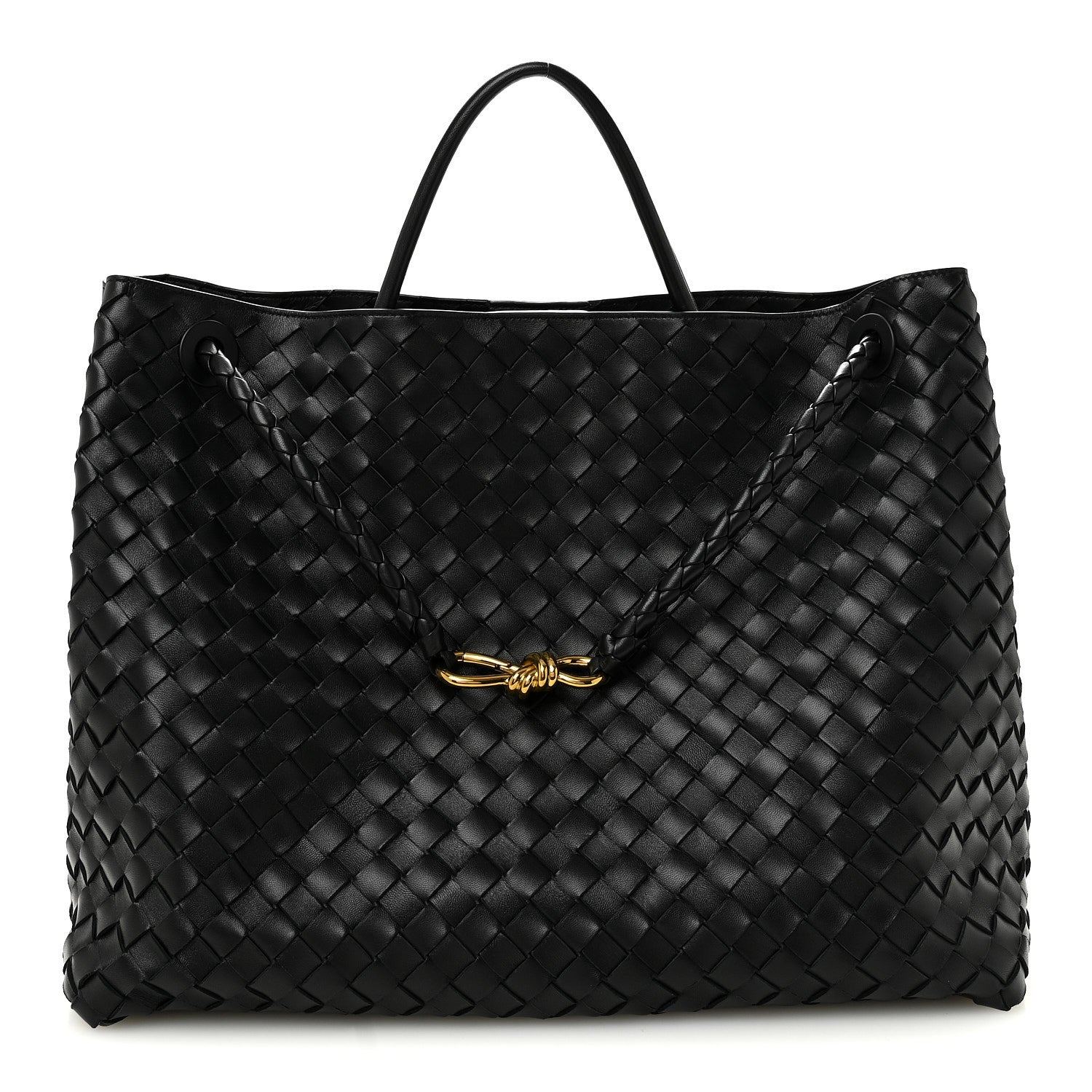 Bottega Veneta Nappa Intrecciato Large Andiamo Shoulder Bag Black 1 of 9