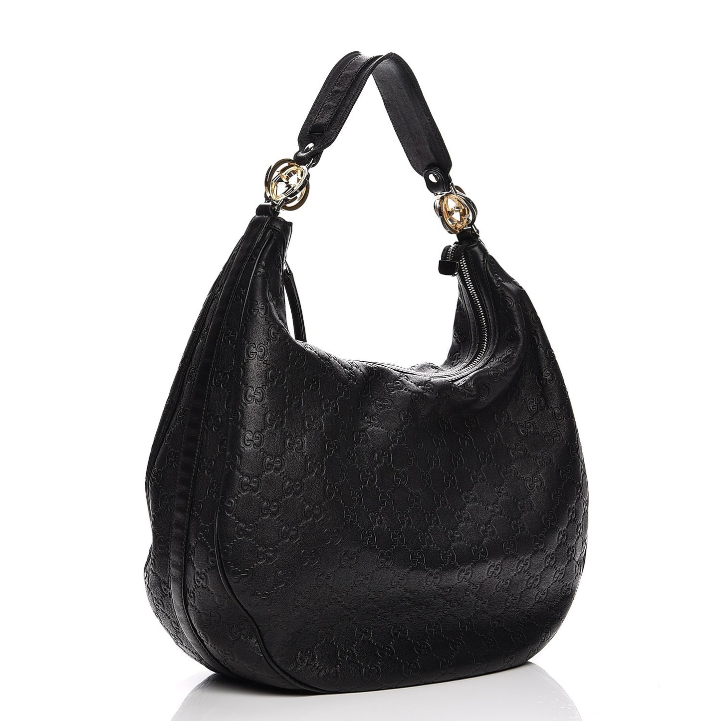 Guccissima Large GG Twins Hobo Black