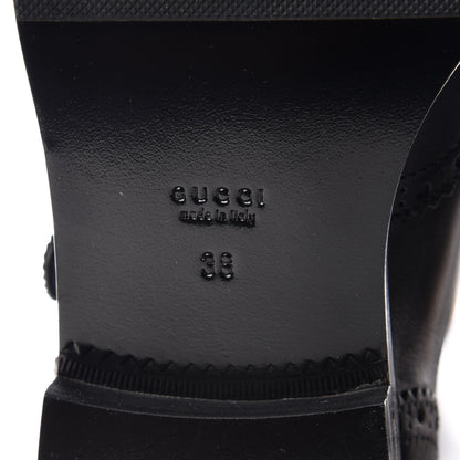Gucci Calfskin Queercore Brogue Knee High Boots 38 Black 6 of 10
