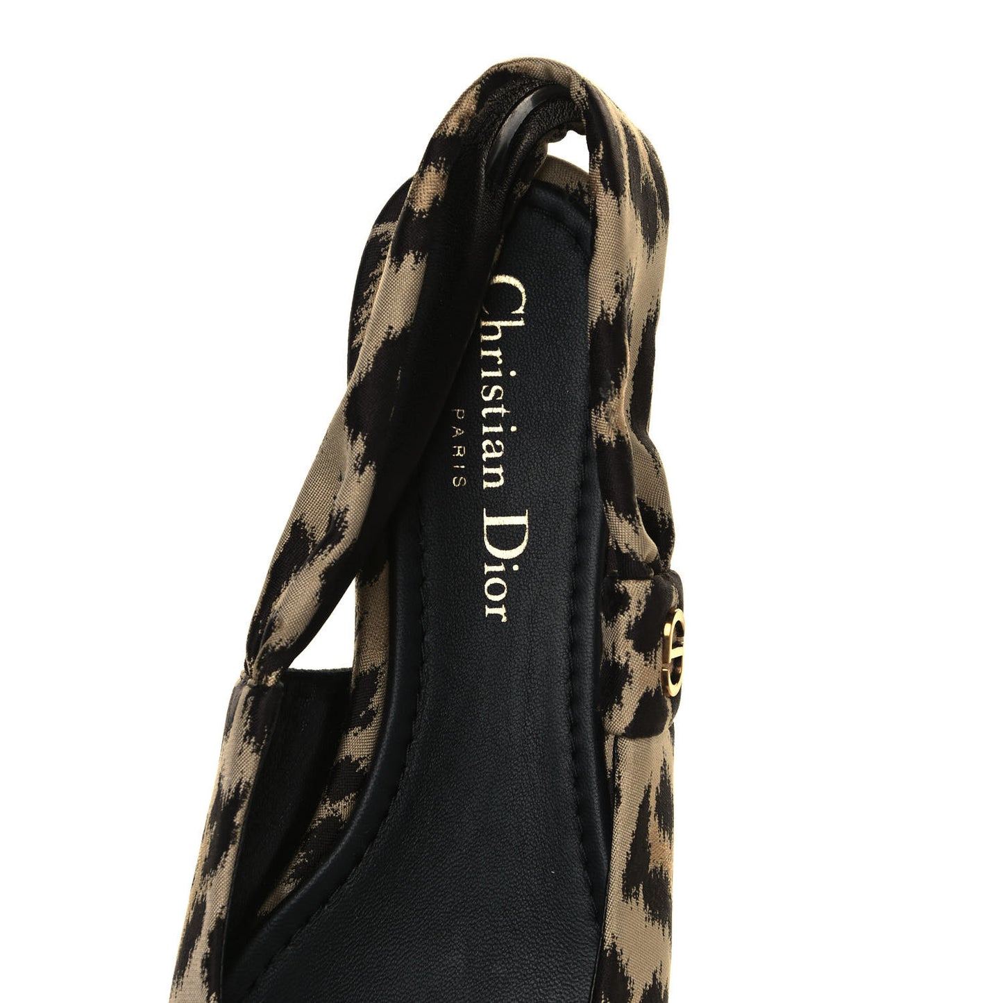Nylon Leopard Print Mizza Slingback Flat 37 Beige Multicolor