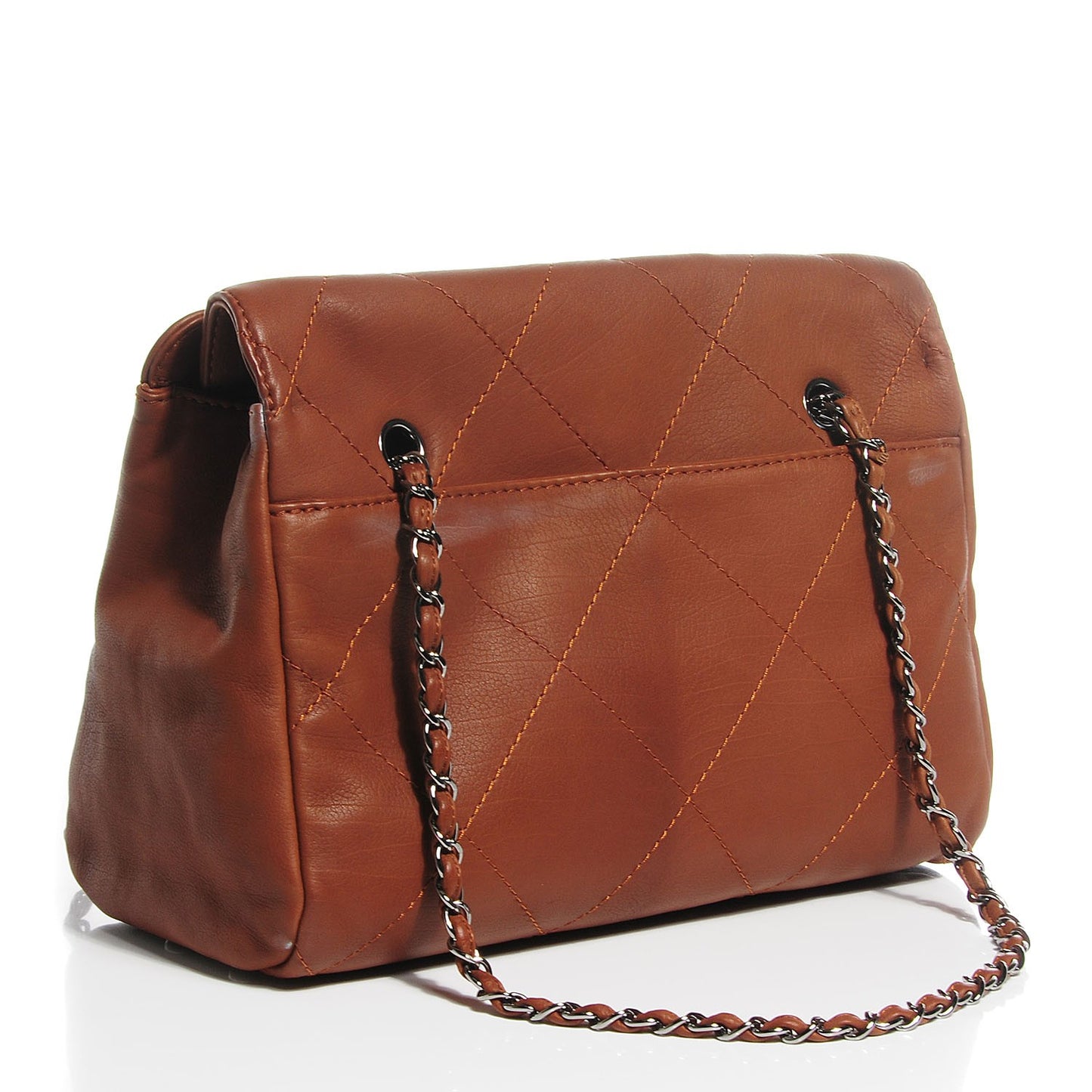 Washed Calfskin Large Hamptons Shopping Tote Brown