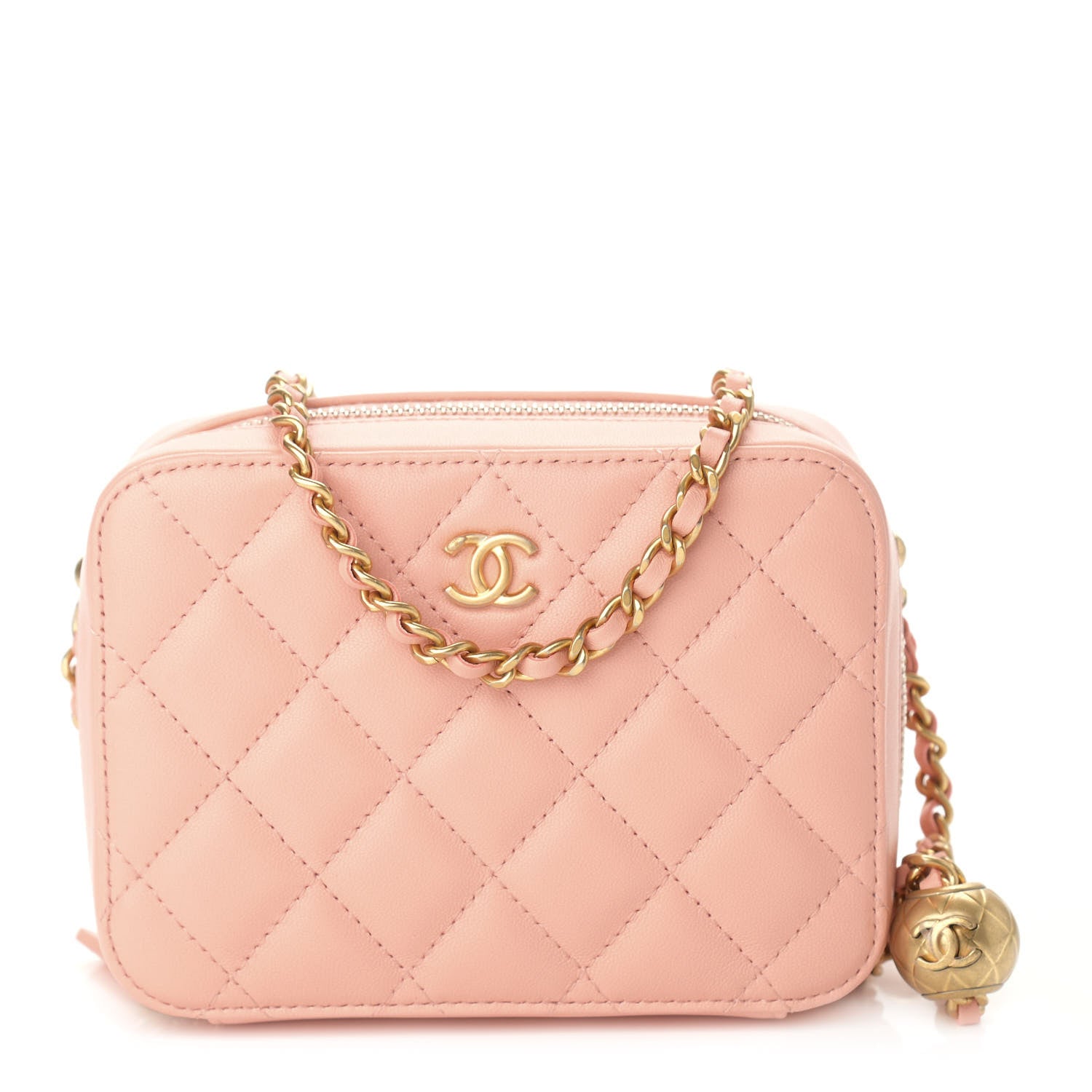 Chanel Lambskin Quilted CC Pearl Crush Camera Case Light Orange 1 of 9
