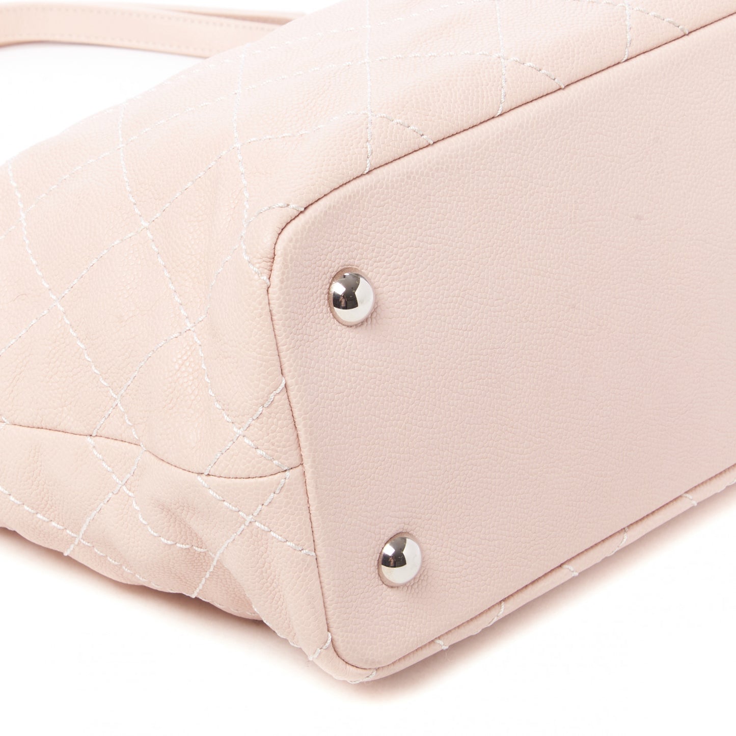 Grained Calfskin Quilted Small Daily Shopping Tote Light Pink