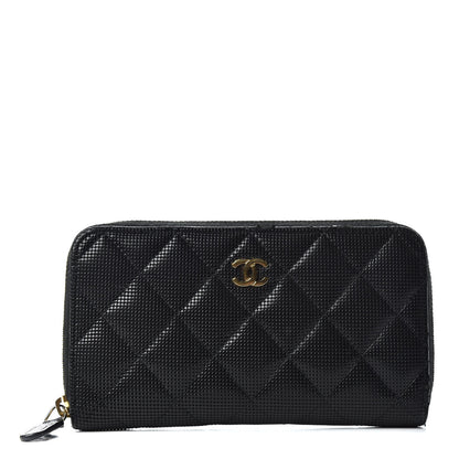 Chanel Calfskin Quilted Pixel Effect Medium Zip Around Wallet Black 1 of 8
