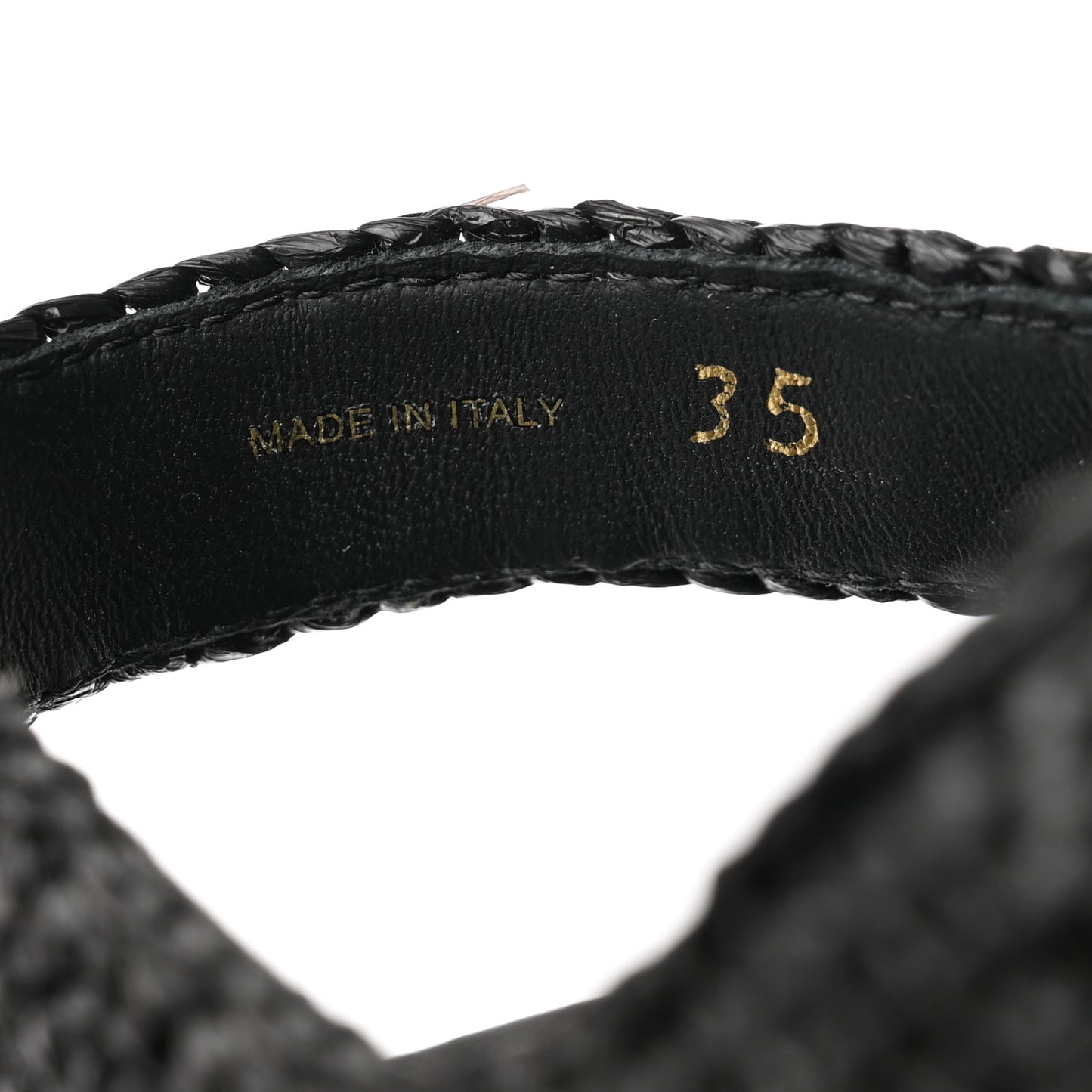 Raffia Metal Triangle Logo Crochet Monolith 55mm Cage Sandals 35 Black