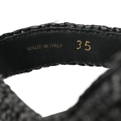 Prada Raffia Metal Triangle Logo Crochet Monolith 55mm Cage Sandals 35 Black 7 of 9
