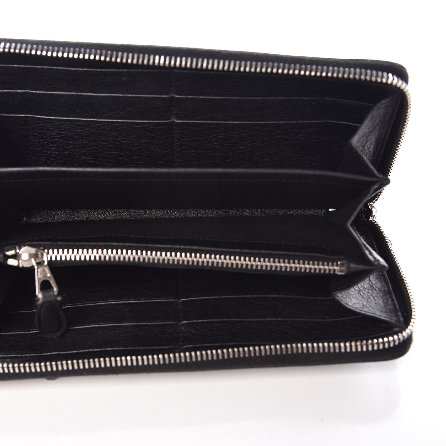 Agneau Giant 12 Silver Hardware Continental Zip Around Wallet Black