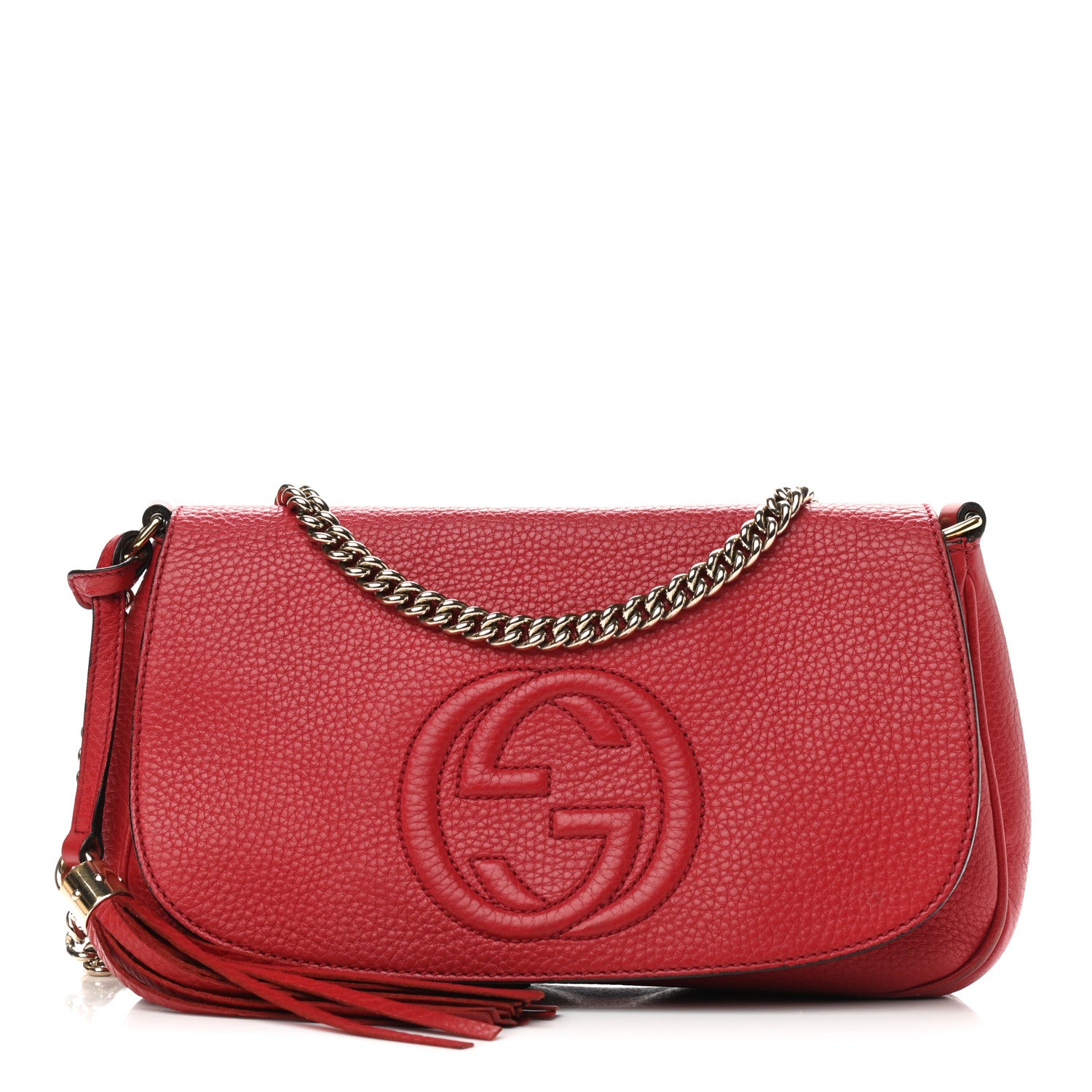Gucci Pebbled Calfskin Medium Soho Flap Crossbody Tabasco Red 1 of 13