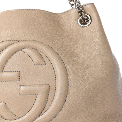 Gucci Pebbled Calfskin Medium Soho Chain Shoulder Bag Beige 10 of 12