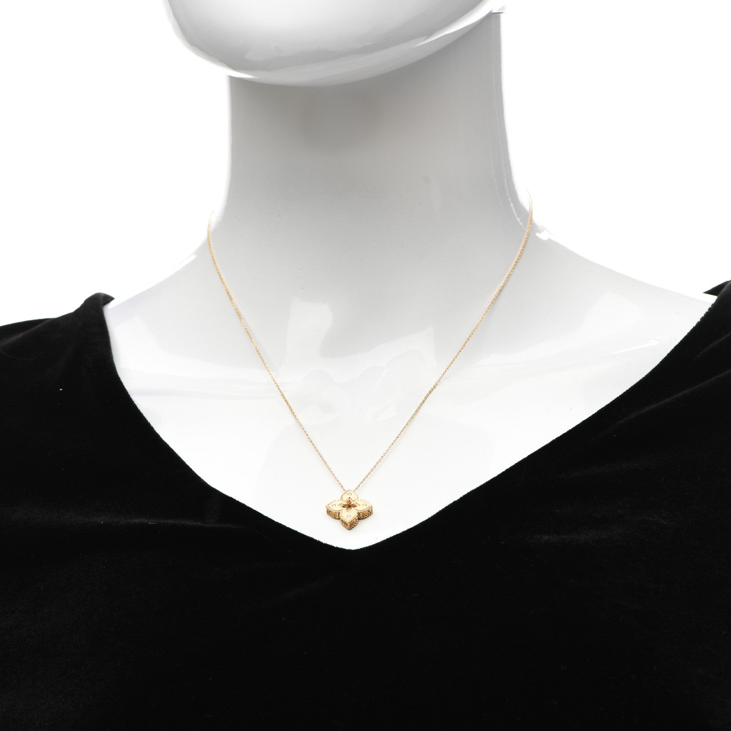 Roberto Coin 18K Yellow Gold Diamond Extra Small Petite Venetian Princess Flower Pendant Necklace 2 of 4