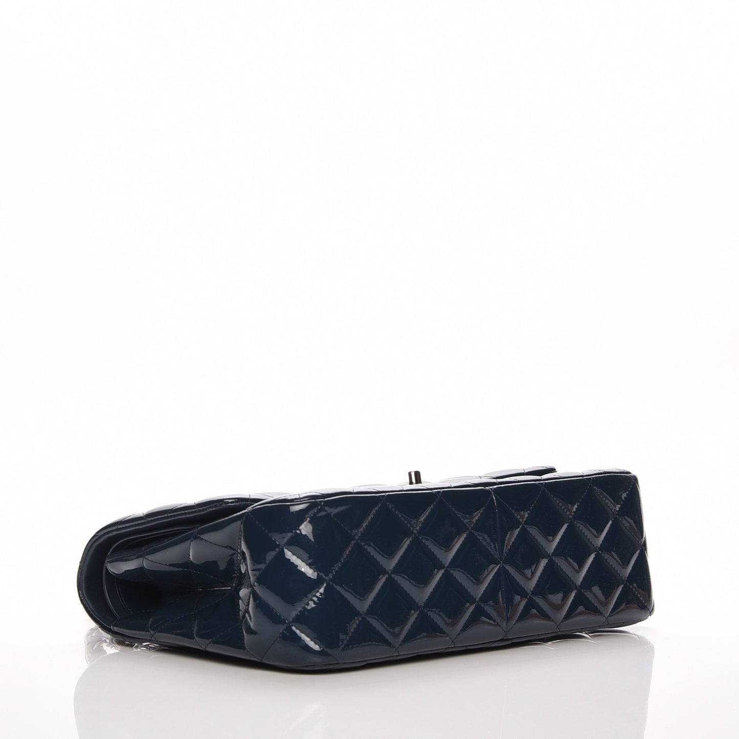 Patent Quilted Jumbo Double Flap Navy Blue