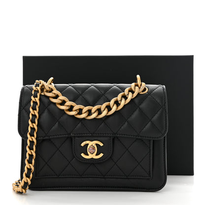 Chanel Aged Calfskin Quilted Double You Mini Flap Black 11 of 11
