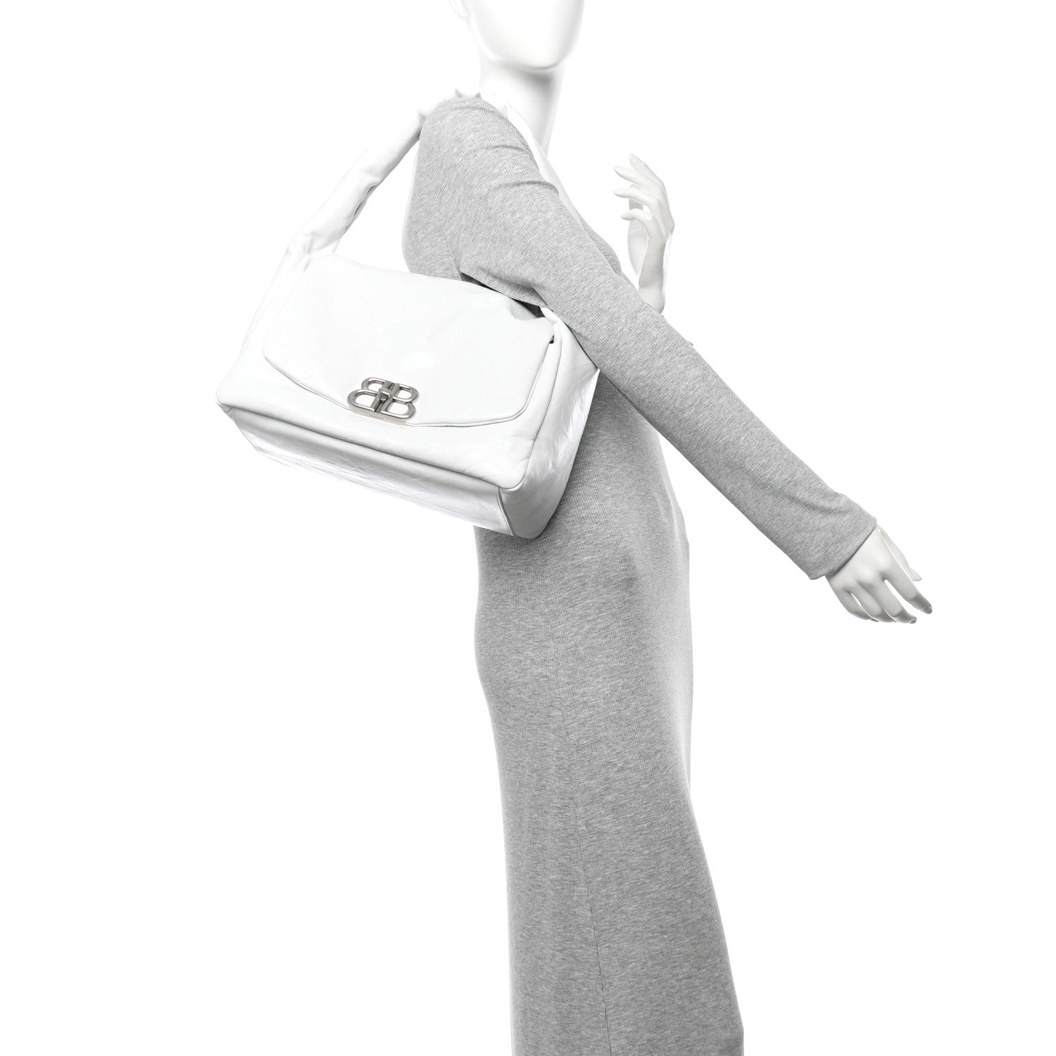 Balenciaga Calfskin Monaco Sling Shoulder Bag White 2 of 10