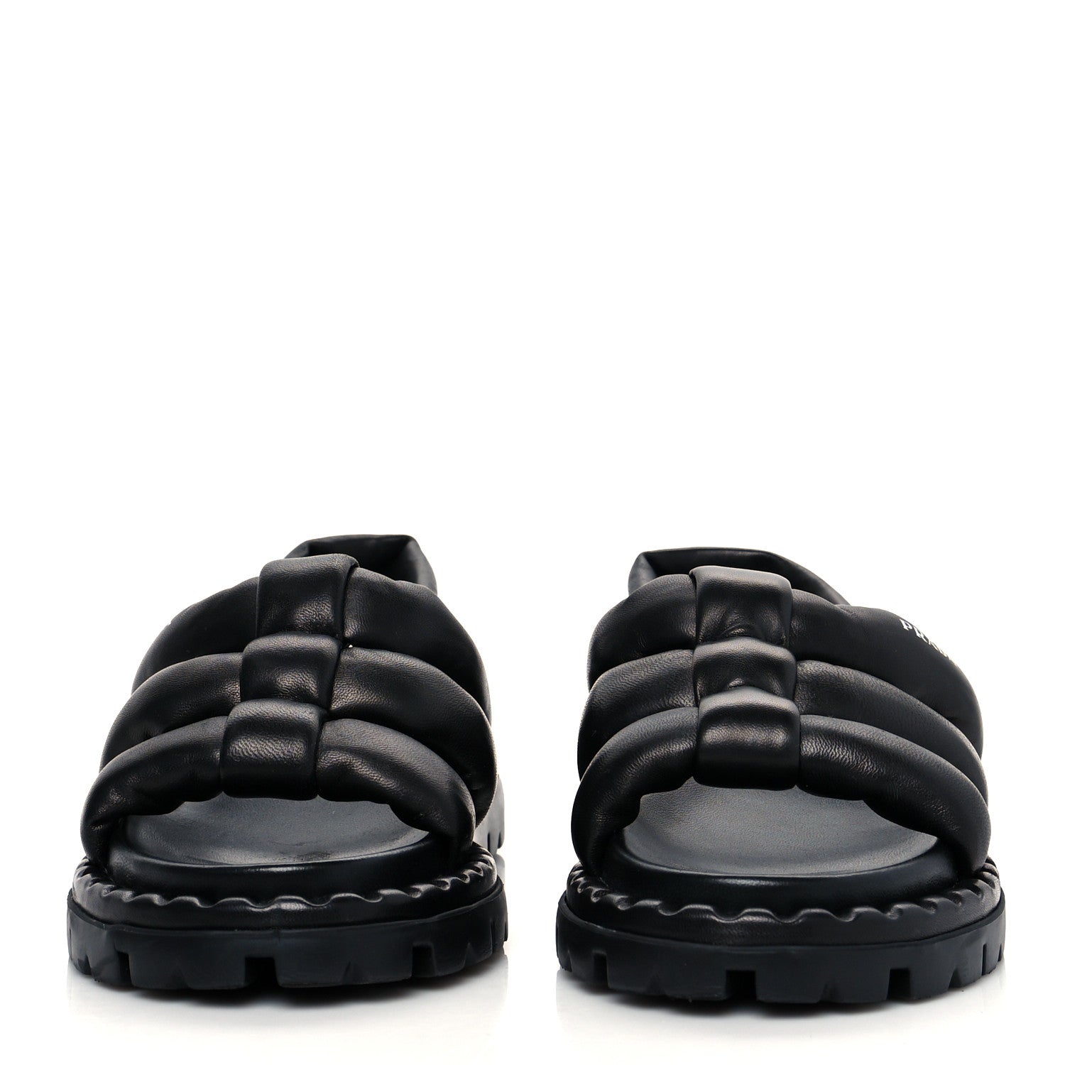 Prada Nappa Padded Blow 20mm Slingback Sandals 35 Black 2 of 9