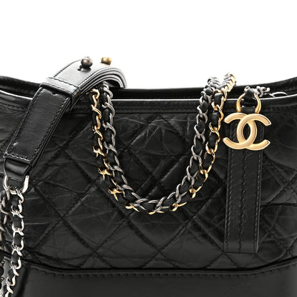 Chanel Aged Calfskin Quilted Small Gabrielle Hobo Black 8 of 10