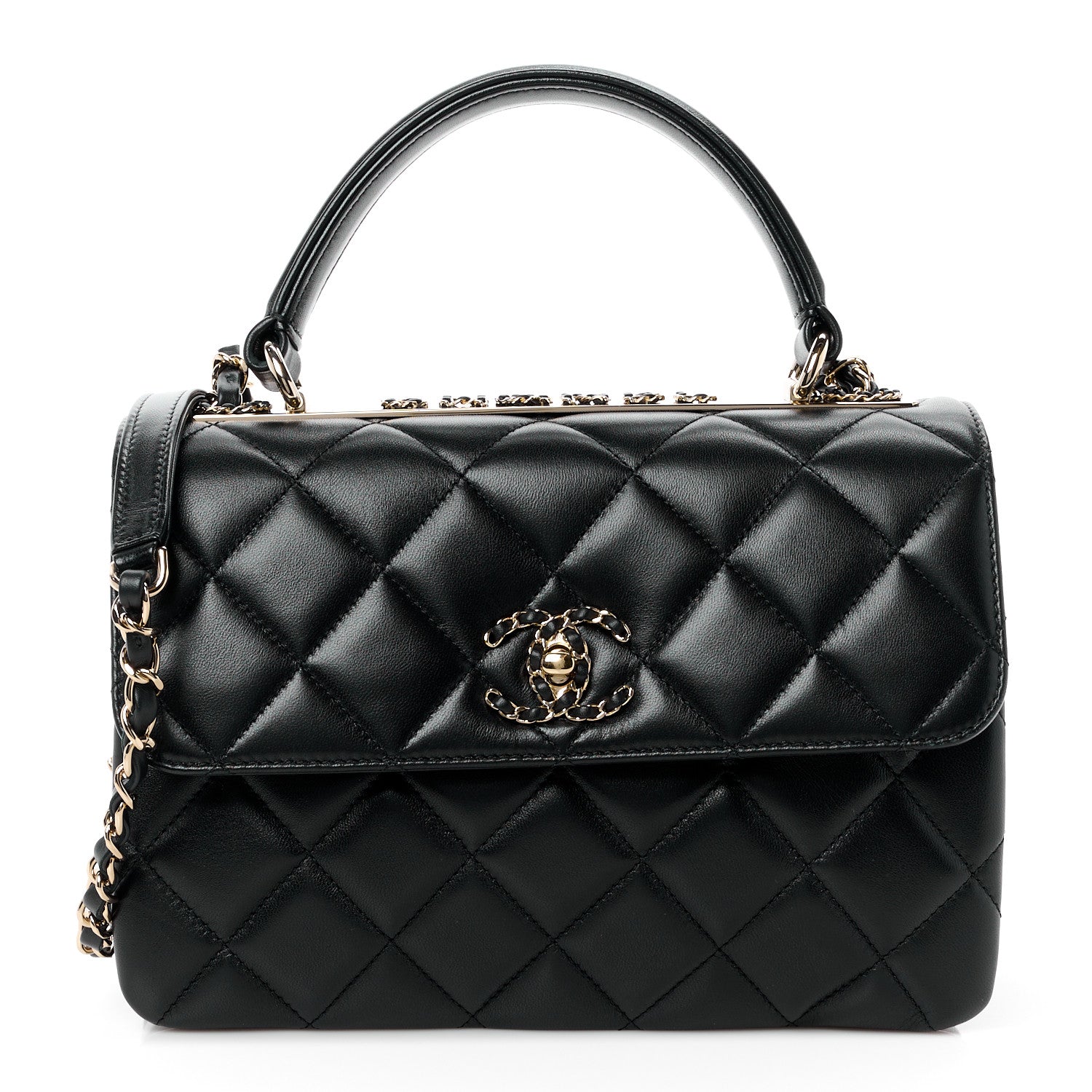 Chanel Lambskin Quilted Small Trendy CC Chain Dual Handle Flap Bag Black 1 of 11