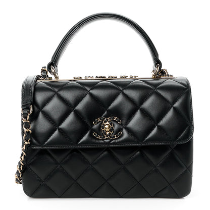 Chanel Lambskin Quilted Small Trendy CC Chain Dual Handle Flap Bag Black 1 of 11
