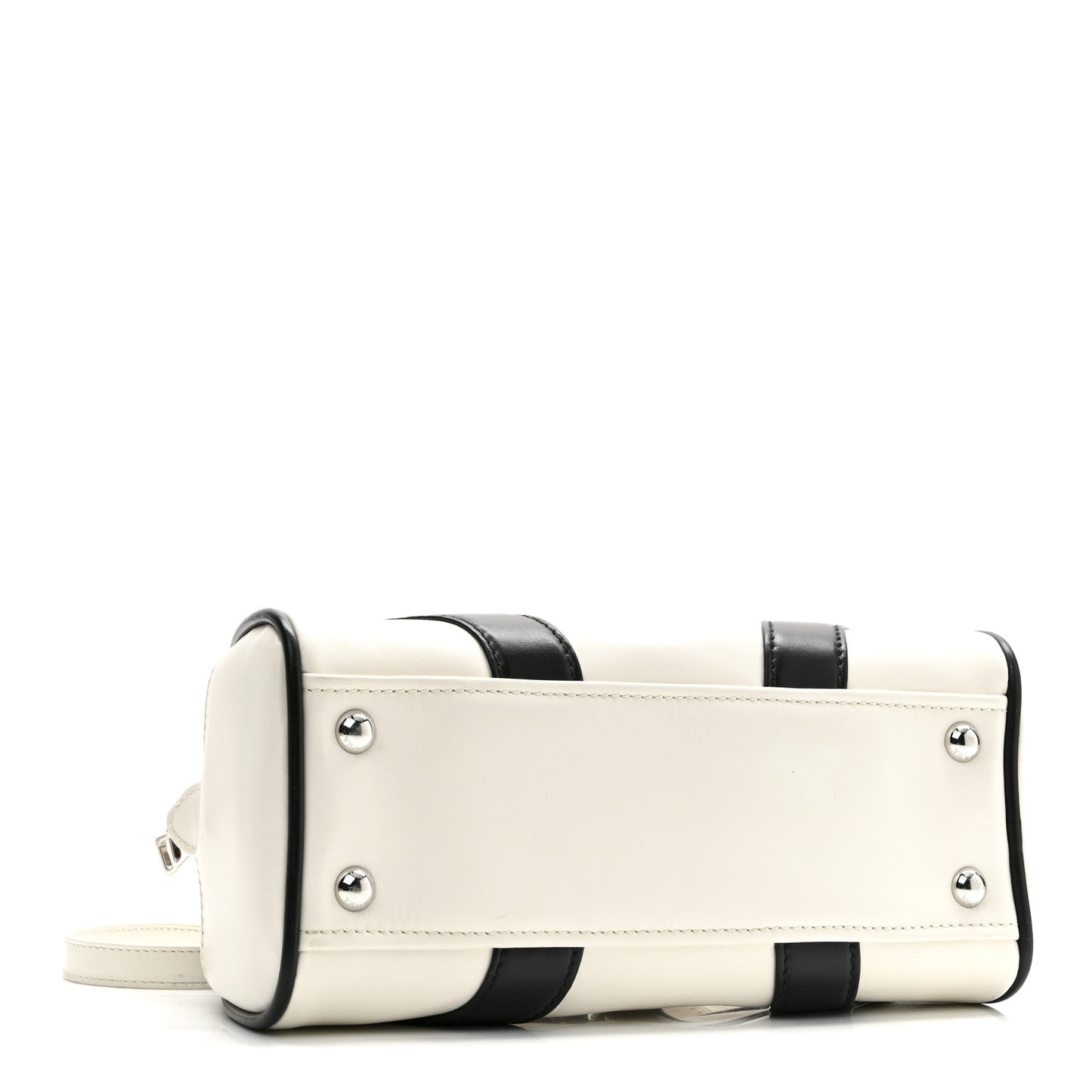 Soft Calfskin Bowling Crossbody Bag White Black