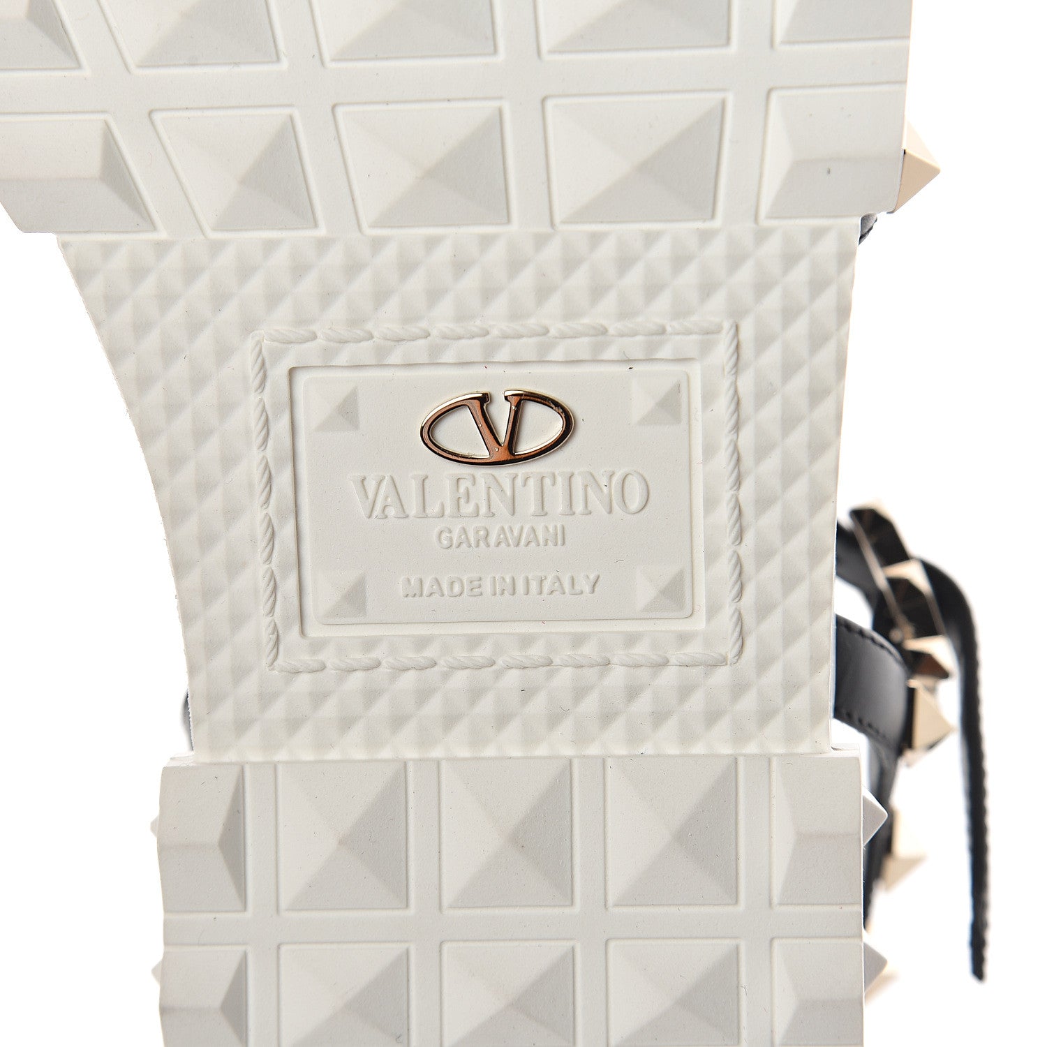 Valentino Garavani Calfskin Bedrock Rockstud Ankle Flat Sandals 39 Black 6 of 7