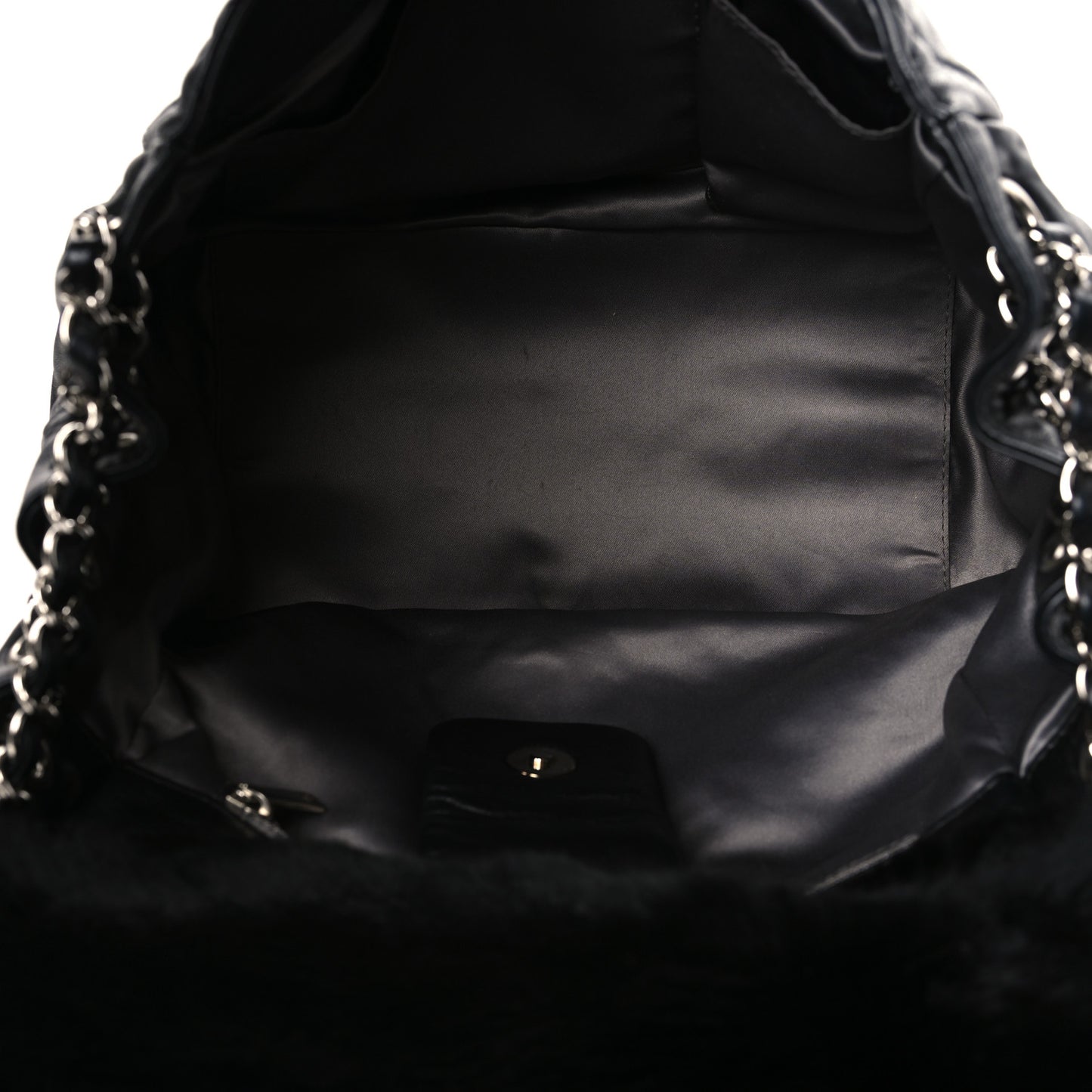 Lambskin Shearling CC Flap Bag Black