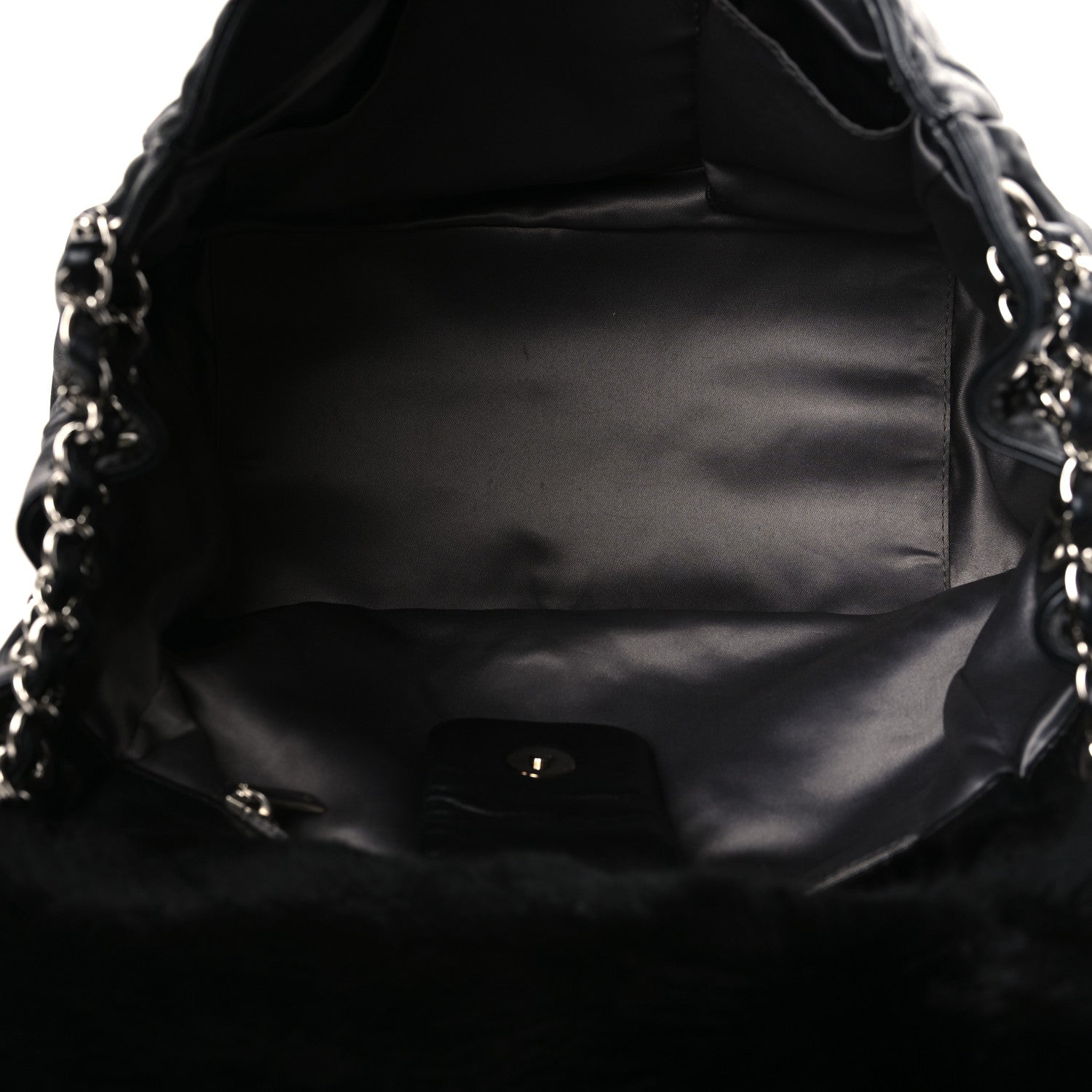 Chanel Lambskin Shearling CC Flap Bag Black 5 of 9