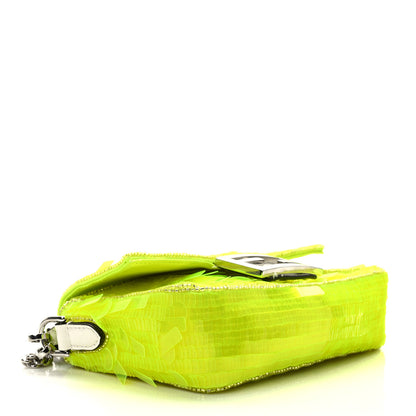 Fendi Transparent Paillettes Elaphe Mini Baguette Yellow Fluo Avorio 4 of 13