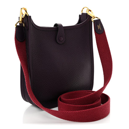 Hermes Taurillon Clemence Amazone Evelyne TPM  Cassis Rouge Grenat 3 of 10