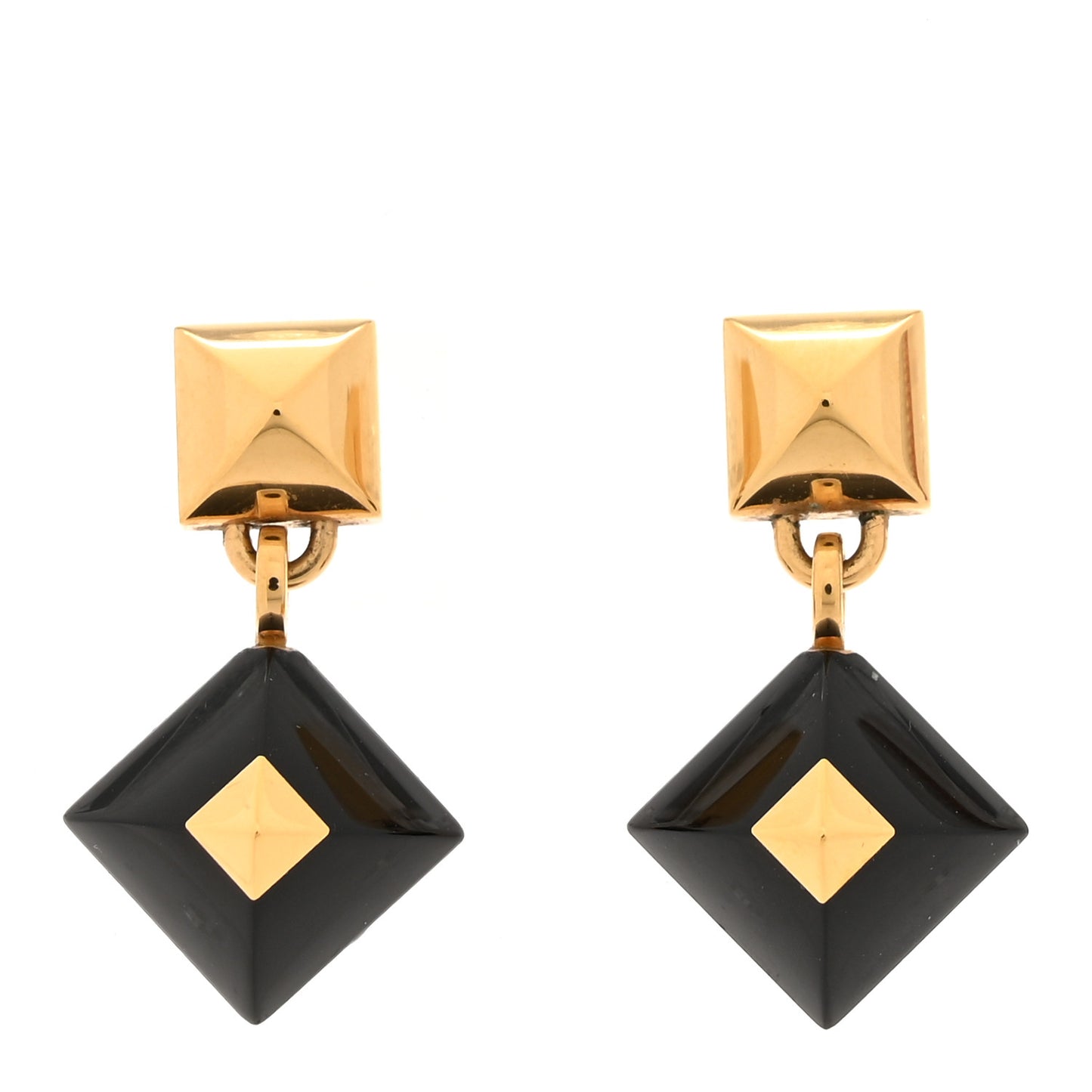 Lacquered Gold Medor Folk Earrings Black