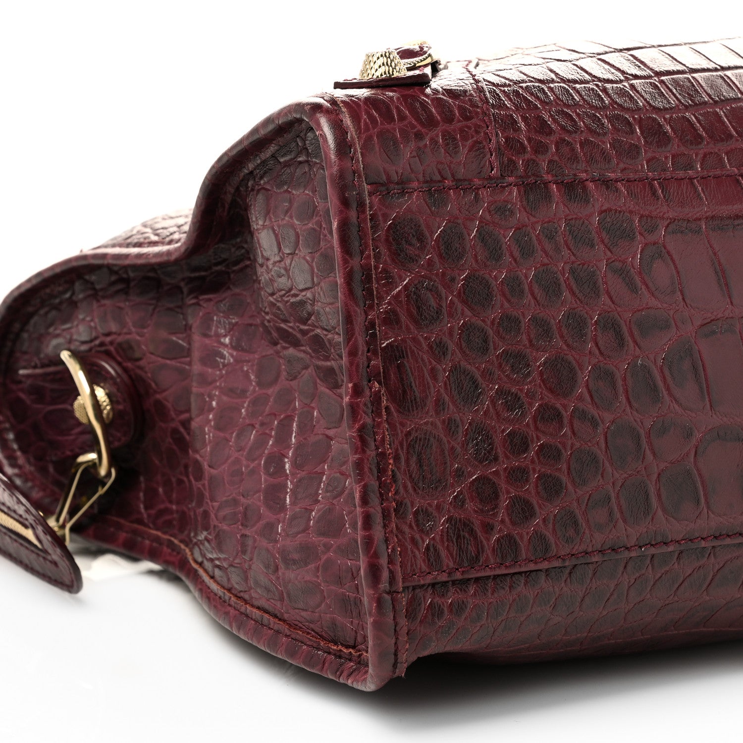 Balenciaga Calfskin Crocodile Embossed Giant 12 Gold Hardware City Violet Prune 8 of 9