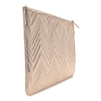 Chanel Metallic Lambskin Chevron Quilted Medium Cosmetic Case Light Pink 3 of 8
