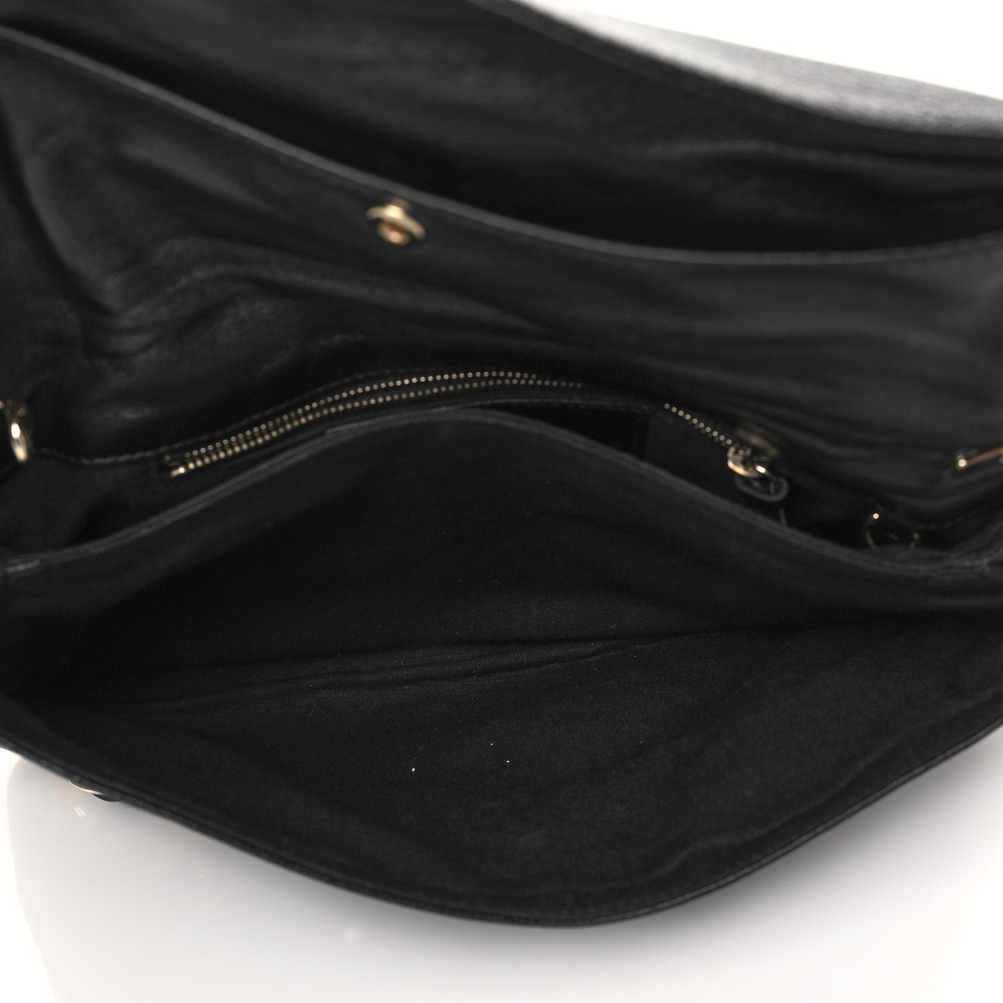 Chevre Gold Metallic Edge Hardware Envelope Clutch Black