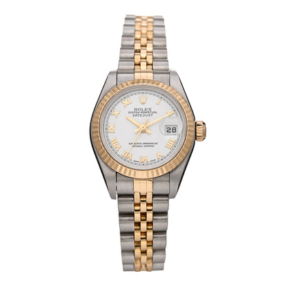 Rolex Stainless Steel 18K Yellow Gold 26mm Oyster Perpetual Datejust Watch White Roman 79173 1 of 5