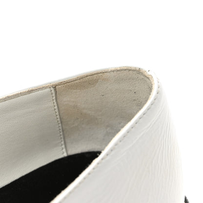 Chanel Crumpled Lambskin Cap Toe Chain CC Turnlock Mary Jane Flats 40 White Black 10 of 12