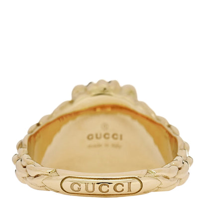 Gucci 18K Yellow Gold Diamond Amethyst Lion Head Ring 53 6.25 3 of 5