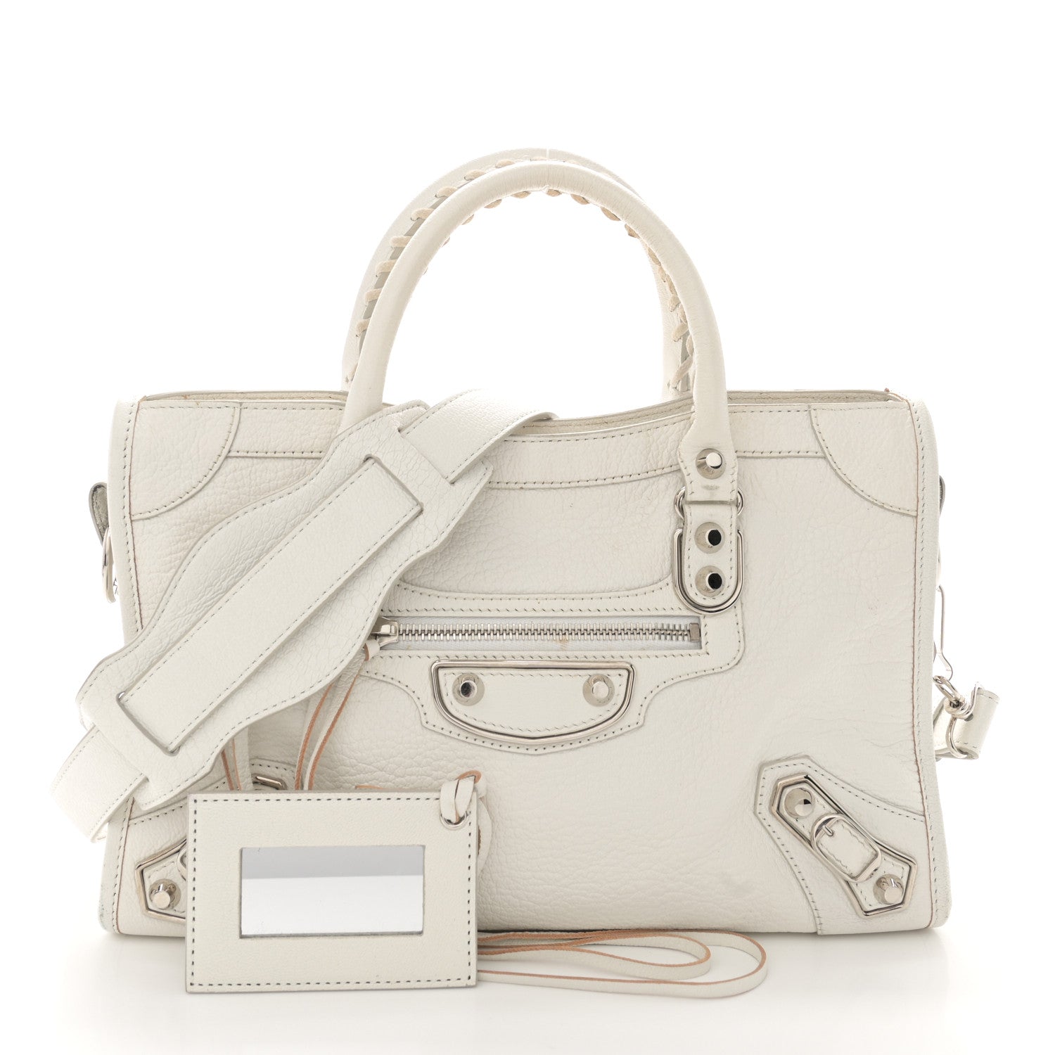 Balenciaga Chevre Silver Metallic Edge Hardware S City White 3 of 27