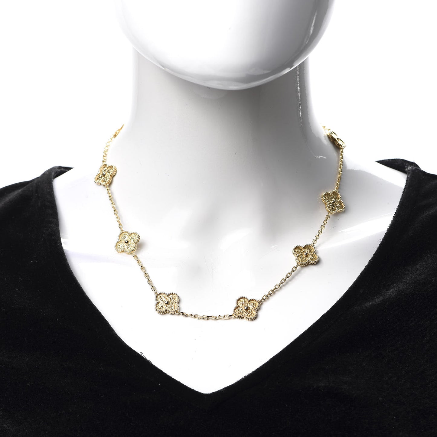 18K Yellow Gold 10 Motifs Vintage Alhambra Necklace