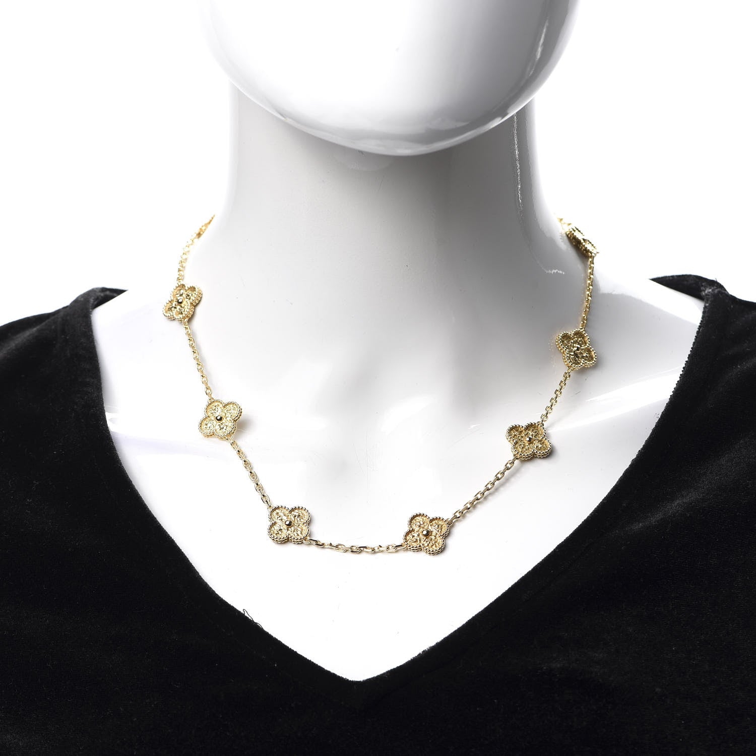 Van Cleef & Arpels 18K Yellow Gold 10 Motifs Vintage Alhambra Necklace 2 of 6