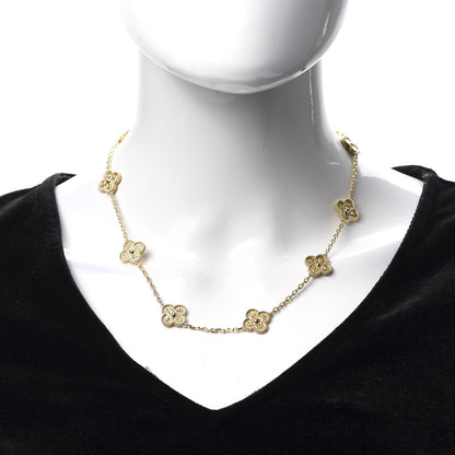 Van Cleef & Arpels 18K Yellow Gold 10 Motifs Vintage Alhambra Necklace 2 of 6