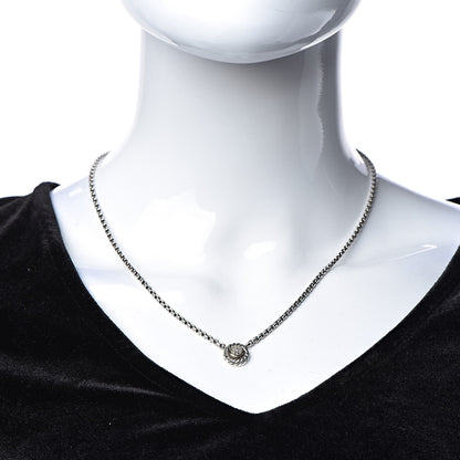 David Yurman Sterling Silver 14K Yellow Gold Pave Diamond 12mm Cookie Necklace 2 of 6