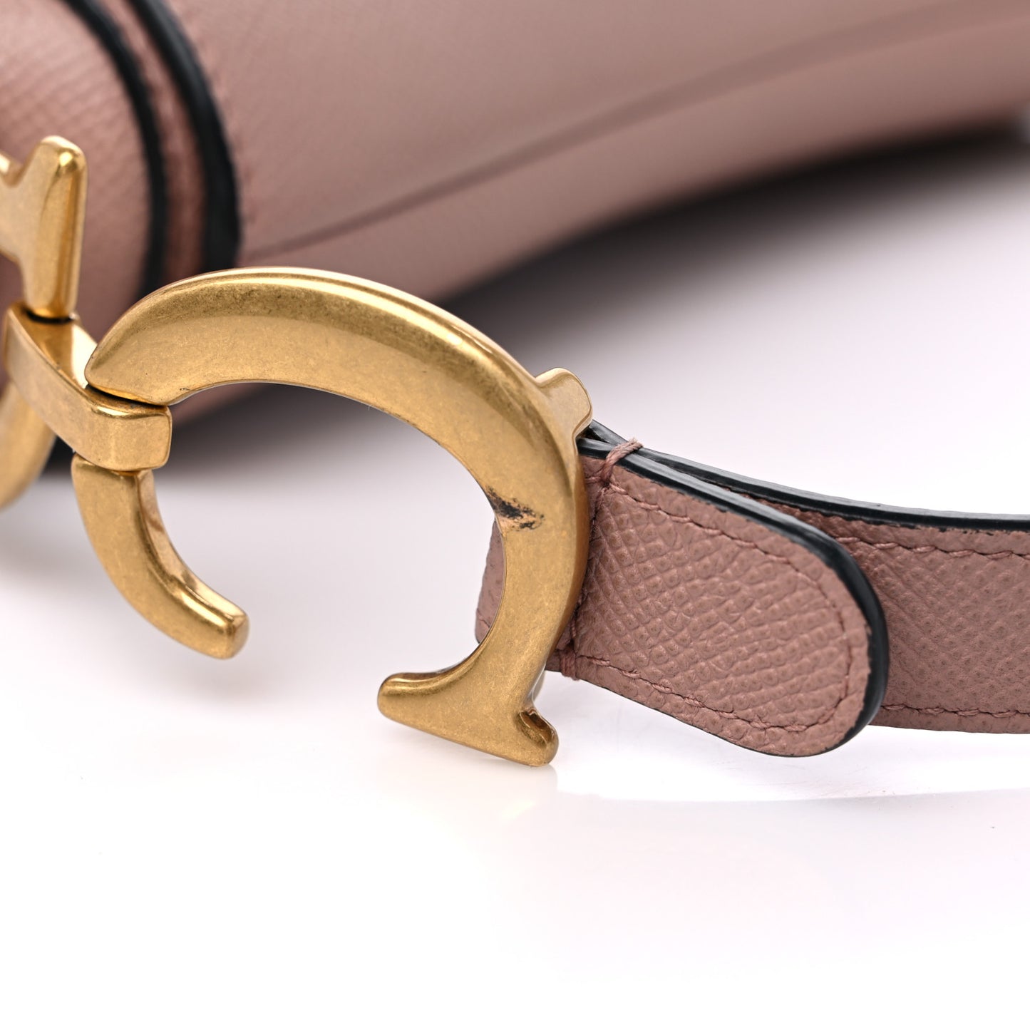 Grained Calfskin Saddle Bag Pink