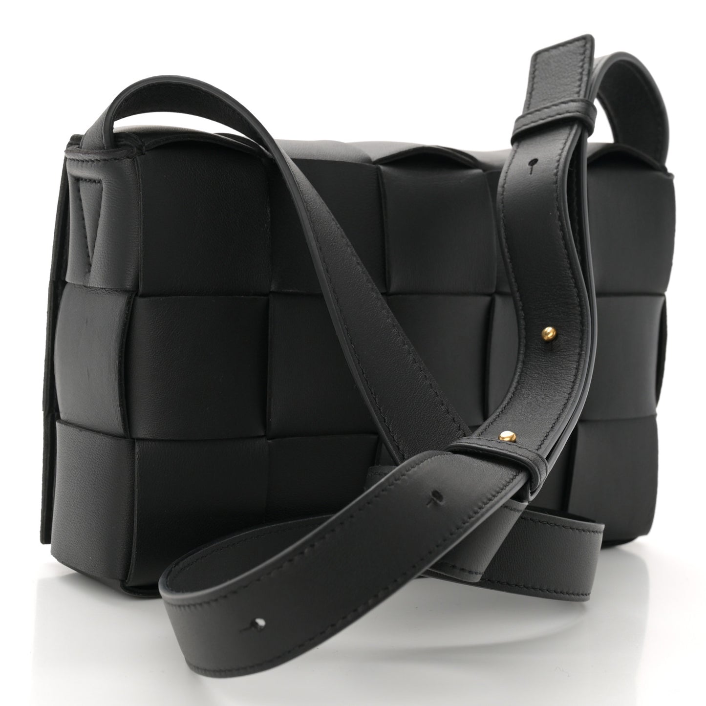 Lambskin Maxi Intrecciato Cassette Crossbody Bag Black