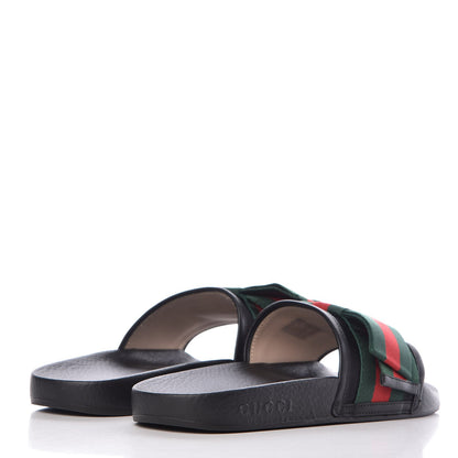 Gucci Satin Web Bow Slide Sandals 37 Black 4 of 8