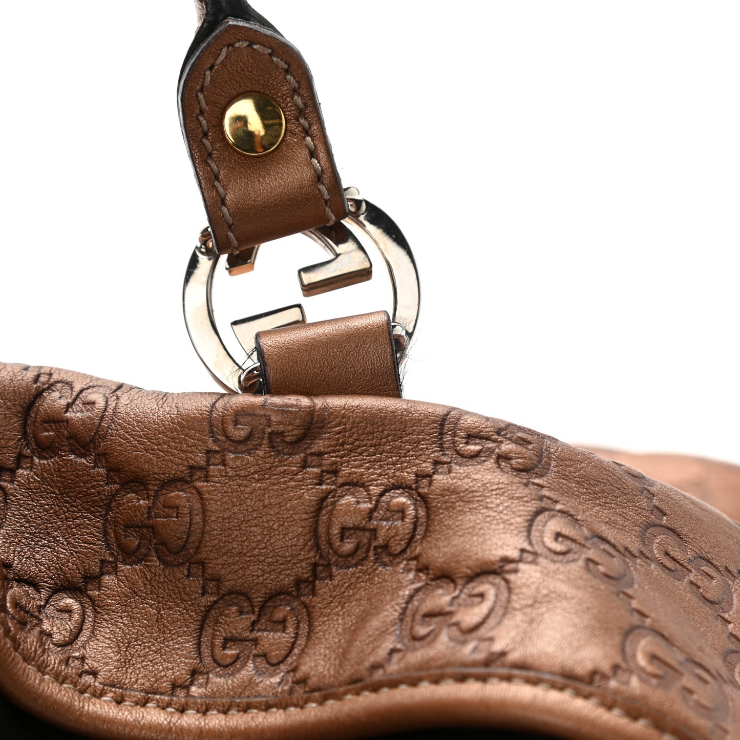 Metallic Guccissima Large GG Twins Tote Bronze