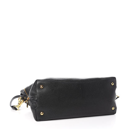 Miu Miu Goatskin Madras Zip Tote Black 4 of 10