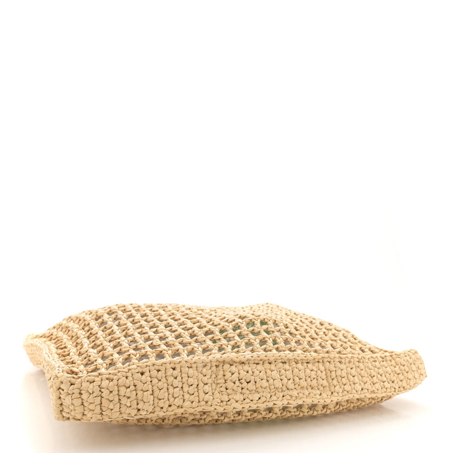Yarn Raffia Effect Crochet Logo Embroidered Tote Bag Naturale