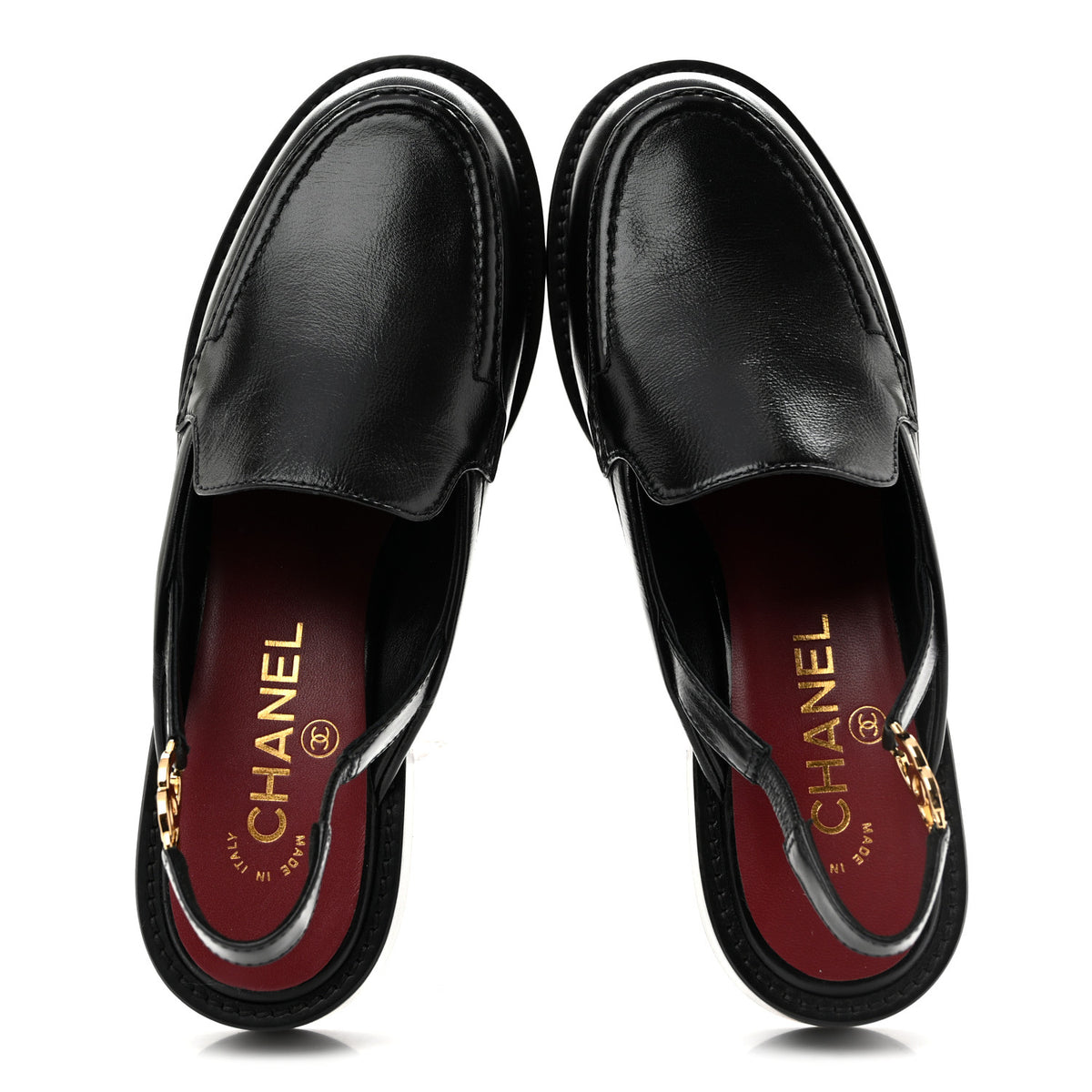 Chanel Glazed Calfskin CC Slingback Flats 37 Black 2 of 10