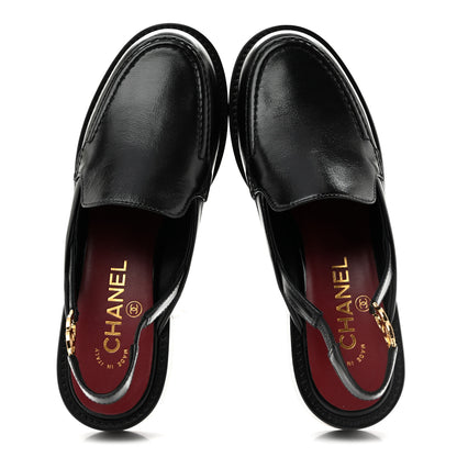Chanel Glazed Calfskin CC Slingback Flats 37 Black 2 of 10